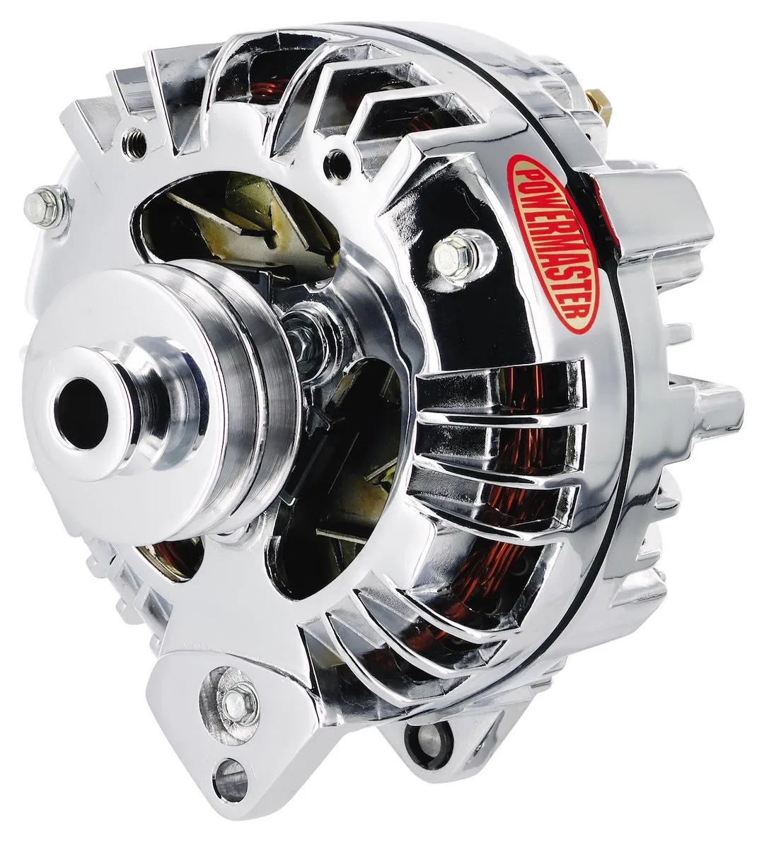 17509 – POWERMASTER Alternator/ Generator, Chrysler Square Back Style 2 V Belt Pulley 90 Amp Universal Harness Chrome